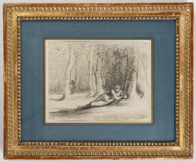 Jean-François MILLET - A Reclining Nymph in a Wooded Landscape | MasterArt